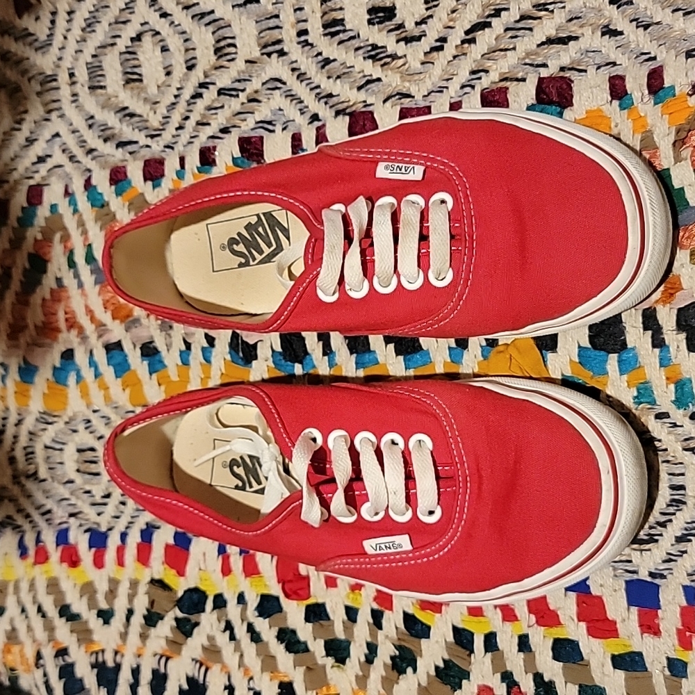 Red canvas vans